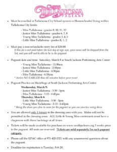 Miss Tullahoma Pageant Info Poster 2025